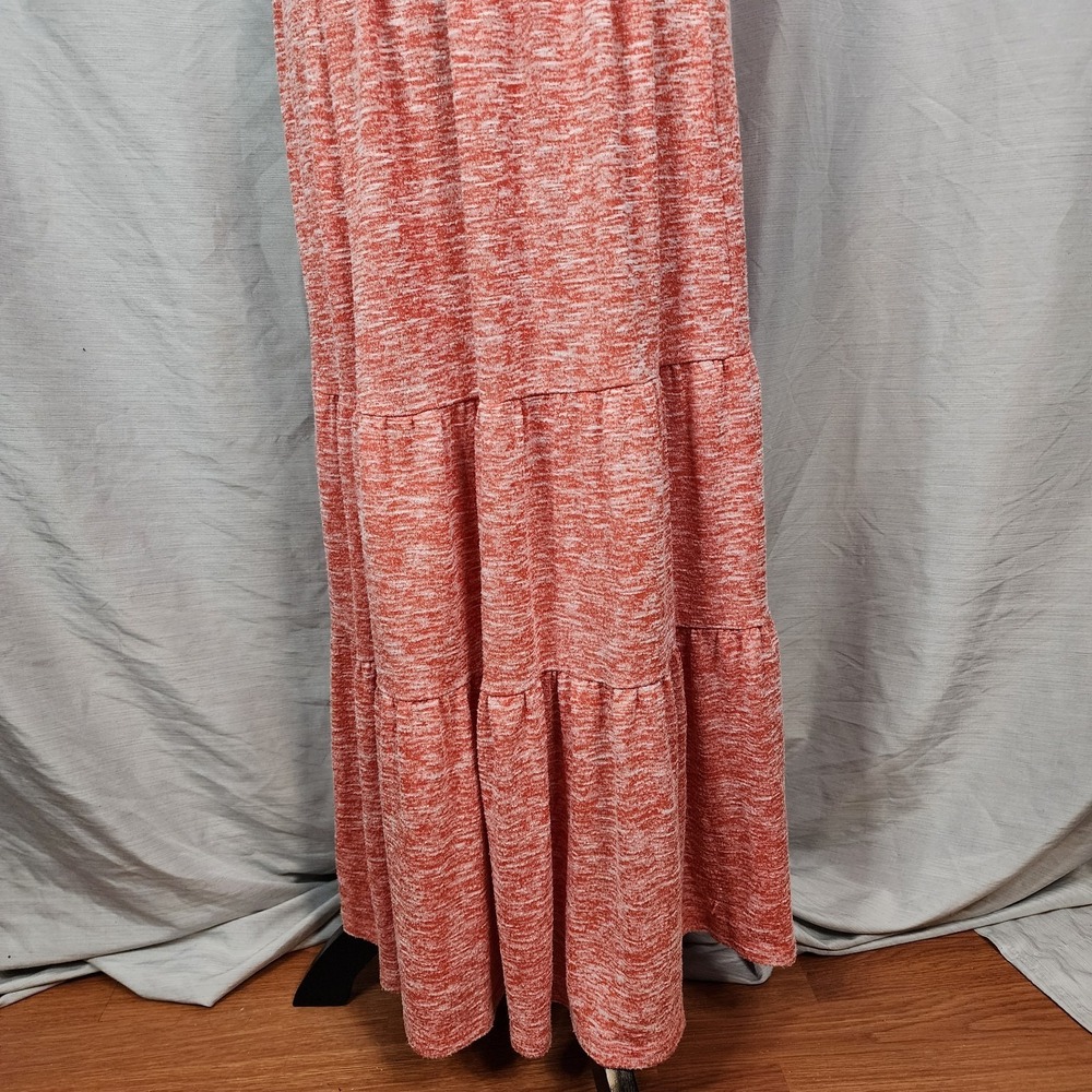 LOFT Lou & Grey Size Medium Redish Orange Flecked Tiered Sleeveless Maxi Dress - Picture 7 of 13